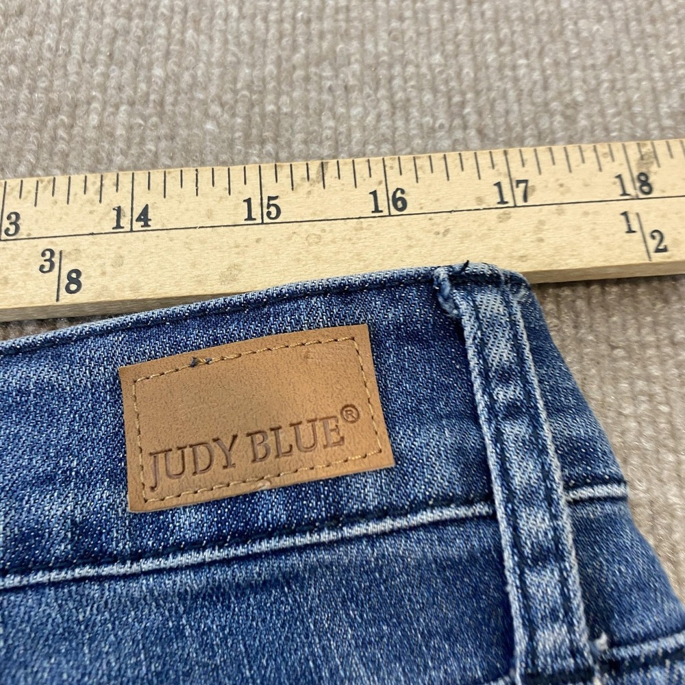Judy Blue Skinny Jeans Womens 16W Blue Med Wash High Rise Stars Fringe JB80264 - Picture 7 of 12